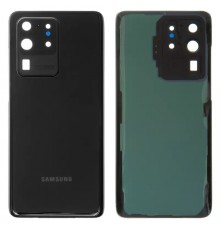 Задняя панель корпуса для Samsung G988 Galaxy S20 Ultra, черная (Cosmic Black) + стекло камеры