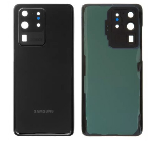 Задняя панель корпуса для Samsung G988 Galaxy S20 Ultra, черная (Cosmic Black) + стекло камеры