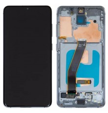 Дисплей для Samsung G980 Galaxy S20, G981 Galaxy S20 5G, белый, с рамкой, Оригинал (переклеено стекло), cloud white