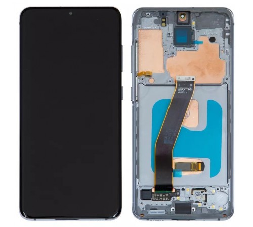 Дисплей для Samsung G980 Galaxy S20, G981 Galaxy S20 5G, белый, с рамкой, Оригинал (переклеено стекло), cloud white