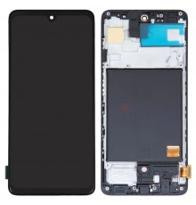 Дисплей для Samsung A515 Galaxy A51, черный, с рамкой, High Copy с широким ободком, (OLED)