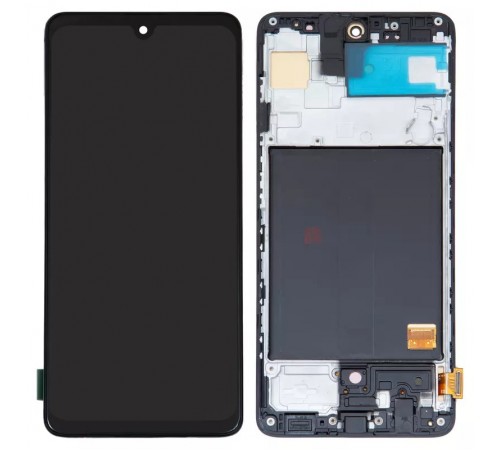 Дисплей для Samsung A515 Galaxy A51, черный, с рамкой, High Copy с широким ободком, (OLED)