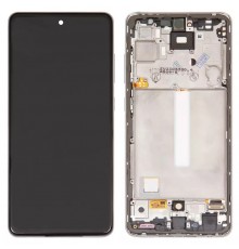 Дисплей для Samsung A525 Galaxy A52, A526 Galaxy A52 5G, белый, с рамкой, Оригинал (переклеено стекло)
