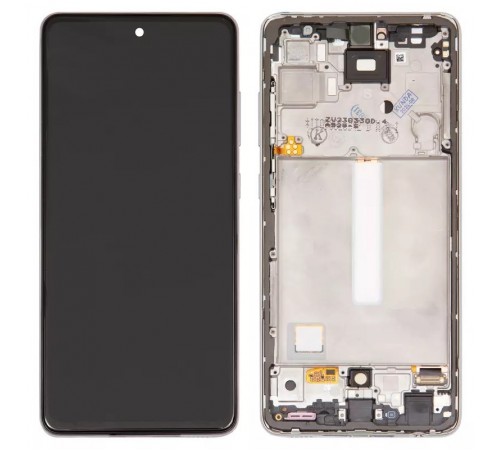 Дисплей для Samsung A525 Galaxy A52, A526 Galaxy A52 5G, белый, с рамкой, Оригинал (переклеено стекло)