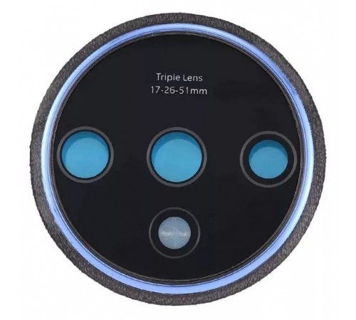 Скло камери для OnePlus 7T, синє (Glacier Blue), з рамкою