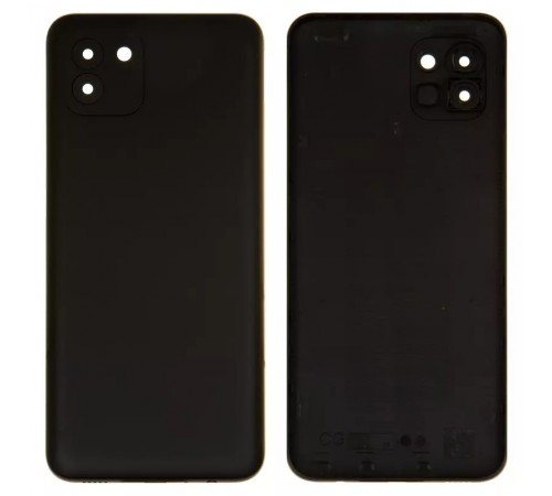 Задняя панель корпуса для Samsung A035F Galaxy A03, черная, + стекло камеры