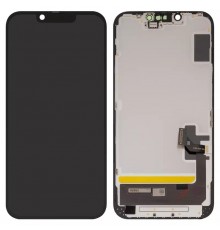Дисплей для iPhone 14, черный, с рамкой, High Copy (OLED), OEM soft