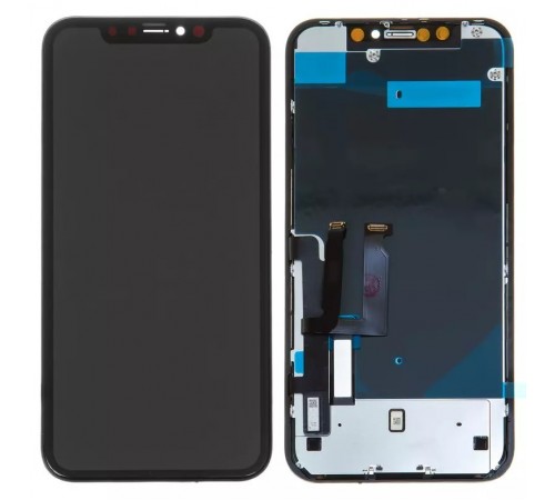Дисплей для iPhone XR, чорний, з рамкою, High Copy, Self-welded OEM