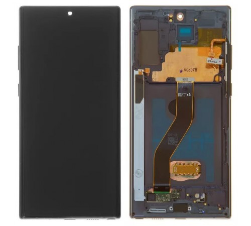 Дисплей для Samsung N975F Galaxy Note 10 Plus, чорний, з рамкою, Оригінал (переклеєне скло)