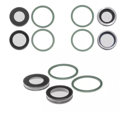 Скло камери для iPhone 12, зелене, з рамкою, комплект 2 шт.