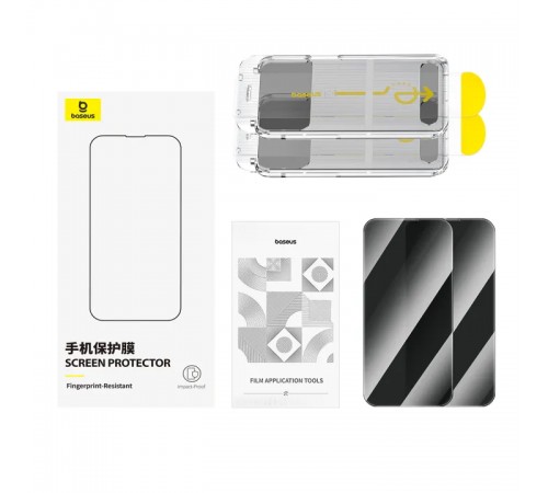 Защитное стекло для Apple iPhone 16, Full-View HD Tempered Glass Screen Protector, Baseus (P0045H04), прозрачное, комплект 2шт.
