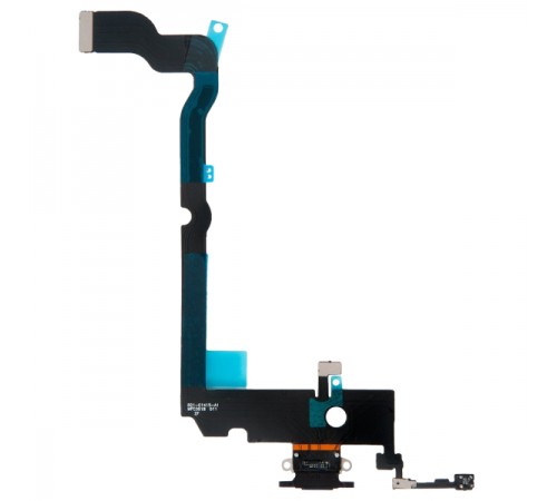 Шлейф для iPhone XS Max, коннектора зарядки, черный, с микрофоном, Original (PRC), с разборки