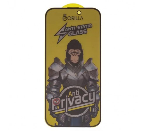Защитное стекло для Apple iPhone 16 Pro, совместимо с чехлом, Full Glue, Anti-Static, Anti-Peeping, черный, gorilla