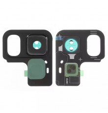 Скло камери для Samsung A530 Galaxy A8 (2018), A730 Galaxy A8+ (2018), чорне, з рамкою