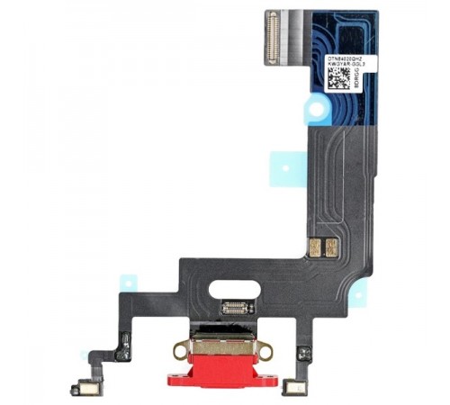 Шлейф для iPhone XR, коннектора зарядки, красный, с микрофоном, High Copy