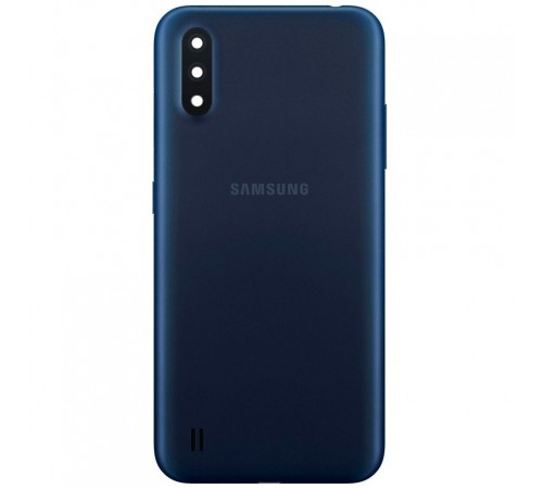 Задняя панель корпуса для Samsung A015 Galaxy A01, синяя + стекло камеры