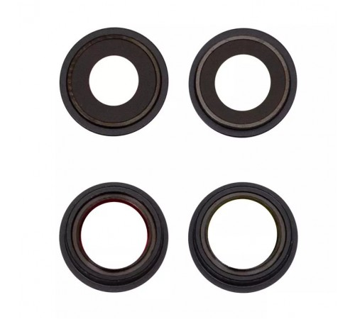 Скло камери для iPhone 13, 13 mini, чорне, з рамкою, комплект 2 шт.