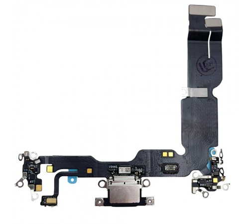 Шлейф для iPhone 15 Plus, конектора зарядки, чорний, з мікрофоном, Original (PRC), з розбирання