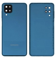 Задня панель корпусу для Samsung A127 Galaxy A12 Nacho, синя + скло камери, з боковими кнопками