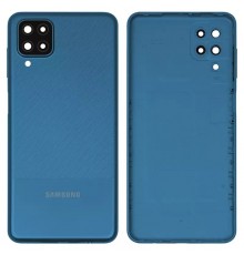 Задняя панель корпуса для Samsung A127 Galaxy A12 Nacho, синяя + стекло камеры, с боковыми кнопками