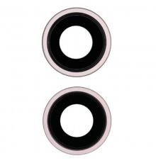 Стекло камеры для iPhone 15, iPhone 15 Plus, розовое, с рамкой, комплект 2 шт.