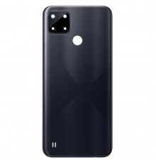 Задняя панель корпуса для Realme C21Y, черная (Cross Black), Copy + стекло камеры
