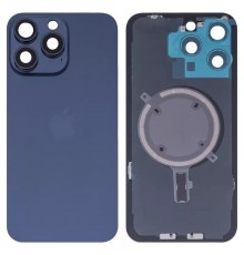 Задня панель корпусу для iPhone 15 Pro Max, синя + скло камери, High Copy