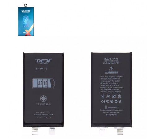 Аккумулятор Deji для Apple iPhone 12, Li-ion, 3,83 B, 3310 мАч, без контроллера, повышенная ёмкость