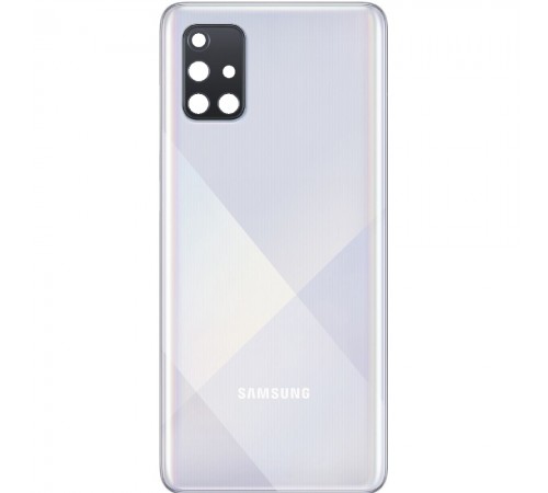 Задняя панель корпуса для Samsung A715F/DS Galaxy A71, серебристая (Prism Crush Silver) + стекло камеры Задняя панель корпуса для Samsung A715F/DS Galaxy A71, серебристая (Prism Crush Silver) + стекло камеры