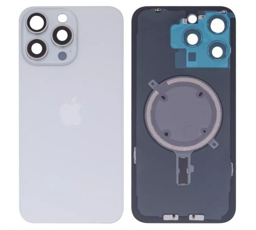 Задня панель корпусу для iPhone 15 Pro Max, біла + скло камери, High Copy