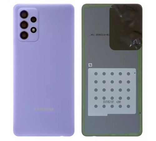 Задня панель корпусу для Samsung A725 Galaxy A72, фіолетова + скло камери