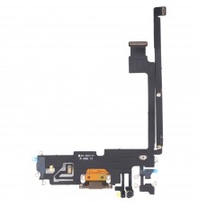 Шлейф для iPhone 12 Pro Max, конектора зарядки, золотавий, з мікрофоном, з компонентами, Original (PRC), з розбирання