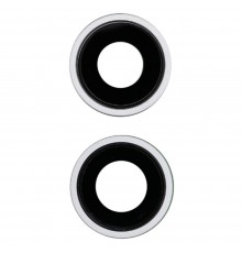 Стекло камеры для iPhone 15, iPhone 15 Plus, голубое (Blue), с кольцом, комплект 2 шт.