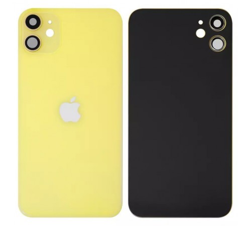 Задняя панель корпуса для iPhone 11, желтая + стекло камеры, small hole