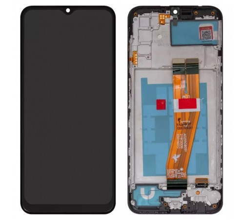 Дисплей для Samsung A037F Galaxy A03s, чорний, з рамкою, FLYCDI, з жовтим шлейфом, (160,5x72 mm)