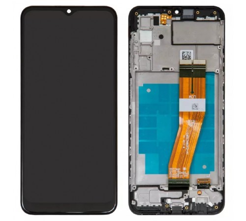 Дисплей для Samsung A037G Galaxy A03s, чорний, з рамкою, Original (PRC), з жовтим шлейфом, (162x72 mm)