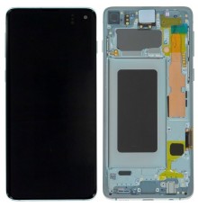 Дисплей для Samsung G973 Galaxy S10, зеленый (Prism Green), с рамкой, Copy (TFT)
