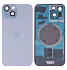 Задняя панель корпуса для iPhone 15, голубая + стекло камеры, High Copy