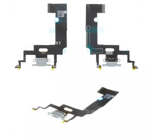 Шлейф для iPhone XR, коннектора зарядки, белый, с микрофоном, Original (PRC)