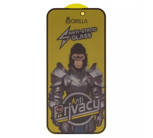 Захисне скло для Apple iPhone 15 Pro, сумісне з чохлом, Full Glue, Anti-Static, Anti-Peeping, чорний, gorilla