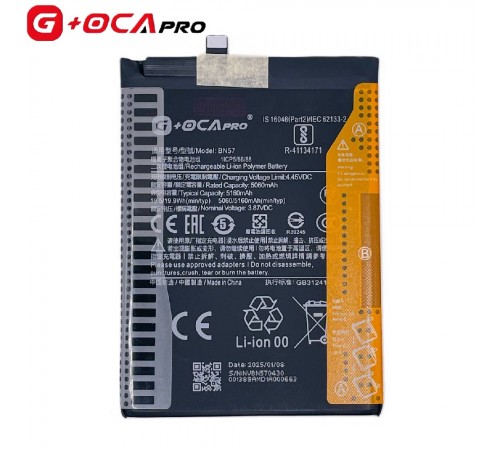 Аккумулятор G+OCA Pro BN57 для Xiaomi Poco X3, Poco X3 NFC, Poco X3 Pro, Li-Polymer, 3,87 B, 5160 мАч Аккумулятор G+OCA Pro BN57 для Xiaomi Poco X3, Poco X3 NFC, Poco X3 Pro, Li-Polymer, 3,87 B, 5160 мАч