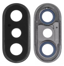 Стекло камеры для iPhone XS, черное, с рамкой