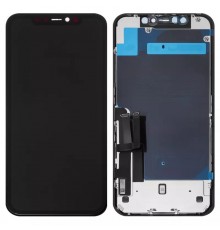 Дисплей для iPhone 11, черный, с рамкой, Copy, с пластиками камеры и датчика приближения, (TFT), YOUDA