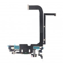 Шлейф для iPhone 13 Pro Max, коннектора зарядки, зеленый (Alpine Green), с микрофоном, с компонентами, High Copy