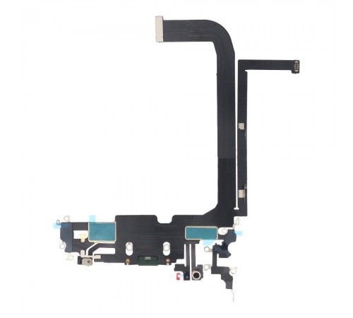 Шлейф для iPhone 13 Pro Max, коннектора зарядки, зеленый (Alpine Green), с микрофоном, с компонентами, High Copy