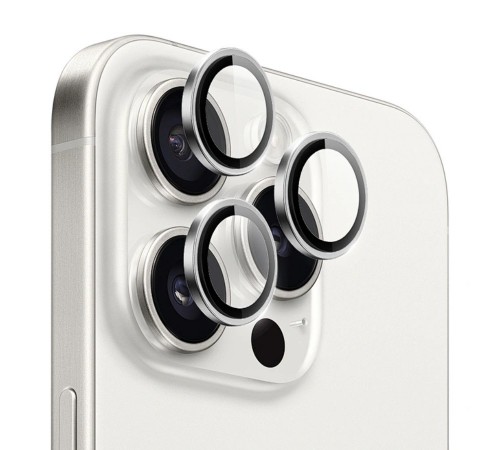 Защитное стекло камеры для Apple iPhone 15 Pro Max, PVD Dual Color Sapphire Lens Guard LG-003, WiWU, White Titanium