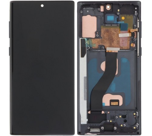 Дисплей для Samsung N970F Galaxy Note 10, чорний (Aura Black), з рамкою, Copy (TFT) 