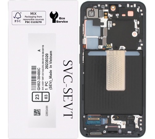 Дисплей для Samsung S911 Galaxy S23, зеленый (Green), с рамкой, Original, сервисная упаковка, #GH82-30480C