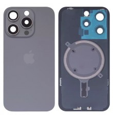 Задня панель корпусу для iPhone 15 Pro, сіра + скло камери, High Copy natural titanium