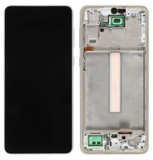 Дисплей для Samsung A336 Galaxy A33 5G, сріблястий (White), Best copy, з рамкою, Copy (TFT)